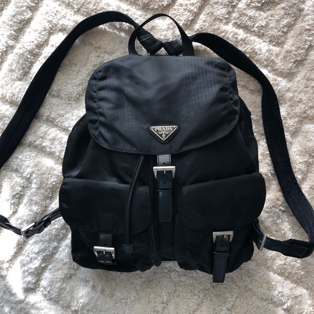 Authentic Black Nylon Prada Backpack